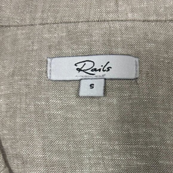 Rails Womens Button-Up Romper In Beige With Long Sleeves & Chest Pockets Size S - Picture 7 of 9